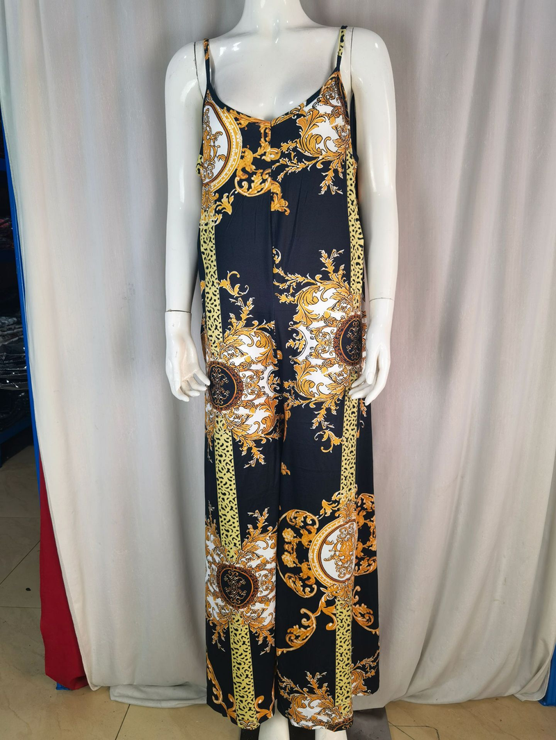 Women's clothing independent station casual printed backless sexy jumpsuit_voghion.com