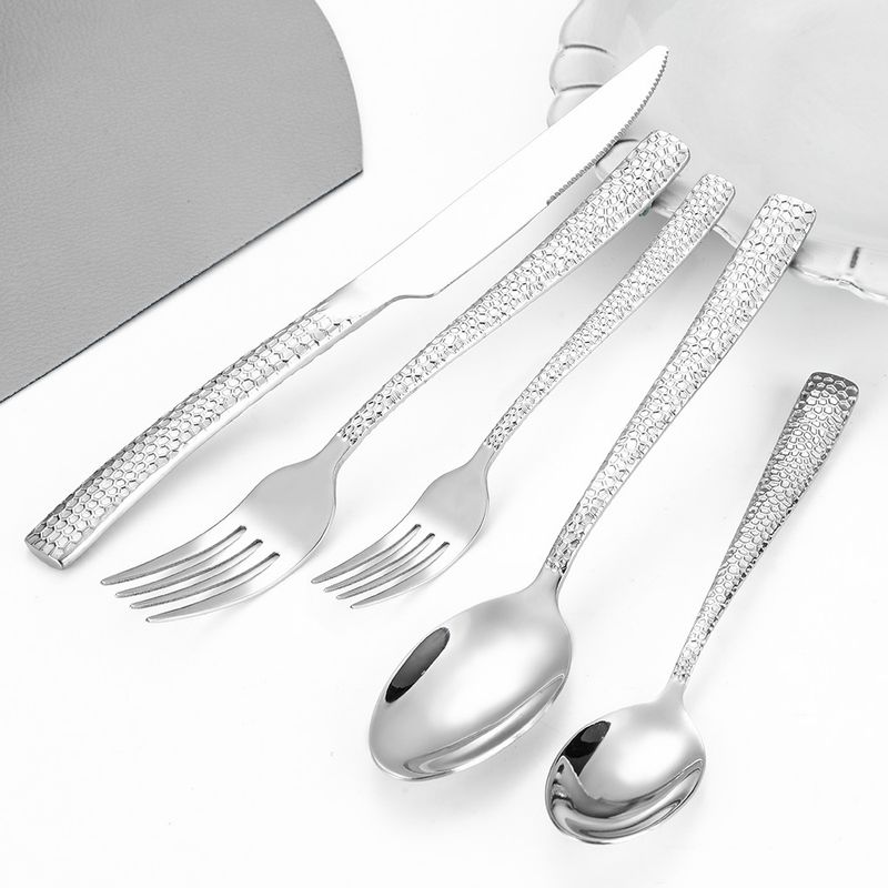 430 tyk hamret rustfrit stål kniv, gaffel og ske 5/20 dele sæt til hjemmekøkken dessert servicesæt_voghion.com