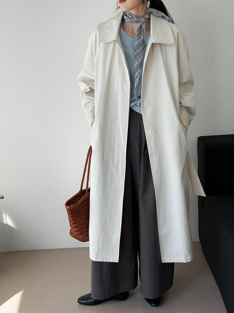Women's Korean Retro Elegant Lapel Mid-Length Trench Coat For Women Japanese Style High-End Oversized Casual Jacket For Early Autumn_voghion.com