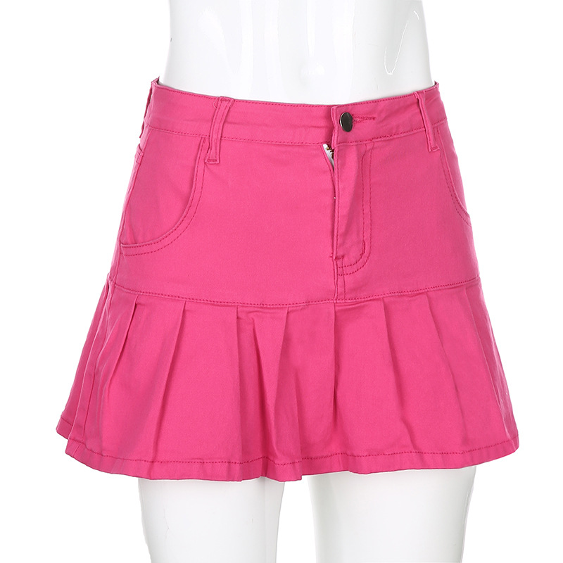 Women's Clothing Half Length Denim Skirt Sexy Two Piece Stretch Denim Skirt_voghion.com