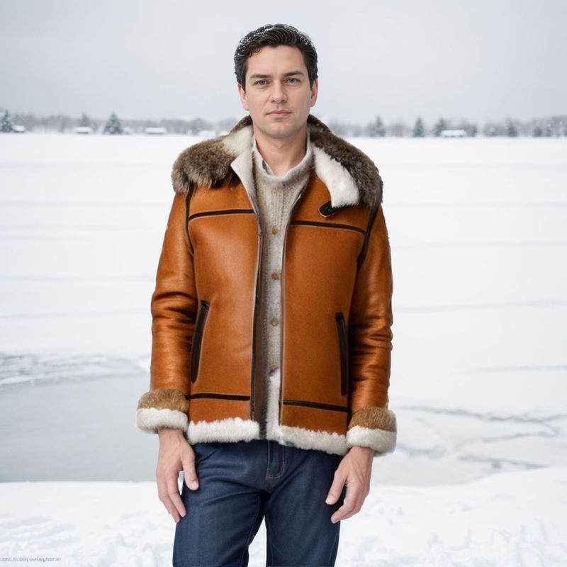 Jaqueta de pele de manga comprida, cor sólida, outono inverno, com decoração de cinto de couro e casaco casual de pelúcia masculino_voghion.com