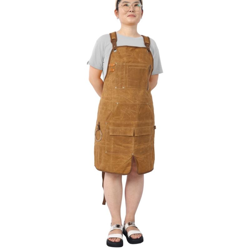 Long Heavy Duty Waxed Canvas Tool Apron Carpenter Aprons Woodworking Aprons Carpenters WaterResistant 18 Oz Fully Adjustable To_voghion.com