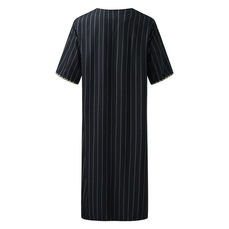 Männer Muslimischen Sommer Mode Lose Robe Islam Kaftan Männer Kleidung Dubai Luxus Muslimischen Abaya Muslimischen V-ausschnitt Kurzarm Druck_voghion.com