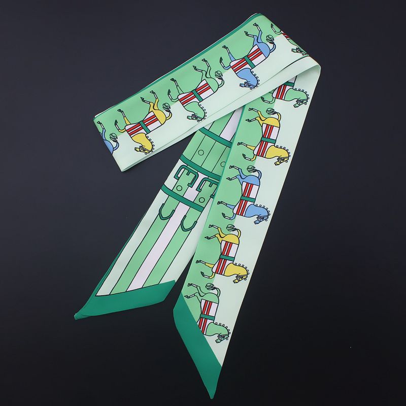 Sciarpa da collo piccola con fiocco in seta, stile primavera autunno estate, nuova moda, stampa pony, da donna_voghion.com