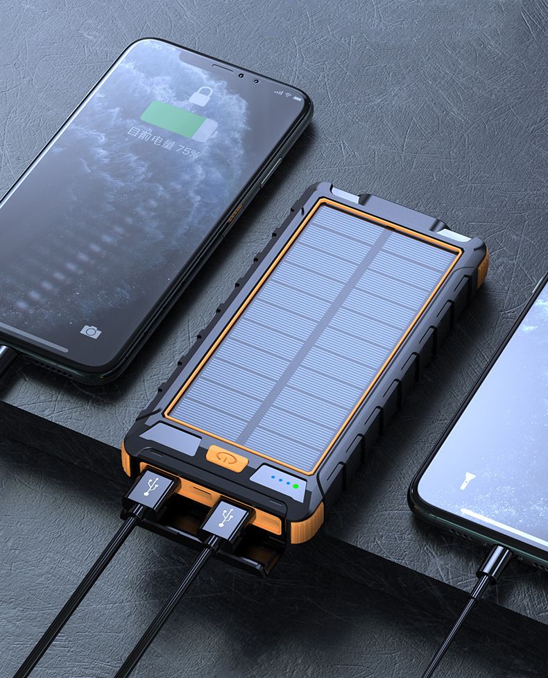 Waterproof Solar Power Bank 20000 MAh LED SOS Light Portable Charger Powerbank For IPhone Samsung Huawei Xiaomi External_voghion.com