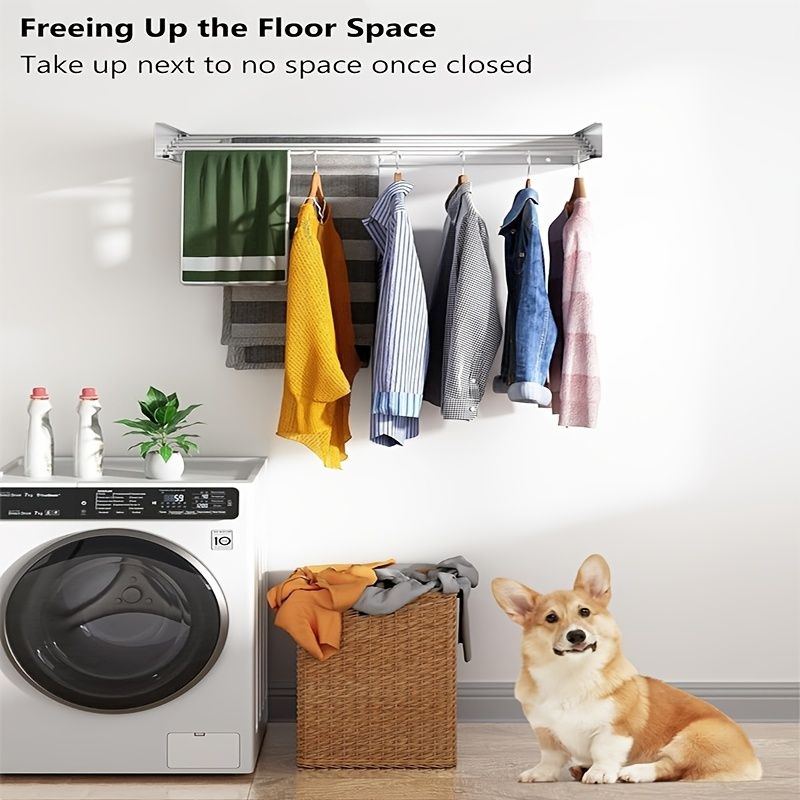 Large Foldable Drying Rack For Towels - Invisible Wall Hanging Rack, Ideal For Bathroom, Balcony, Living Room, Dormitory_voghion.com