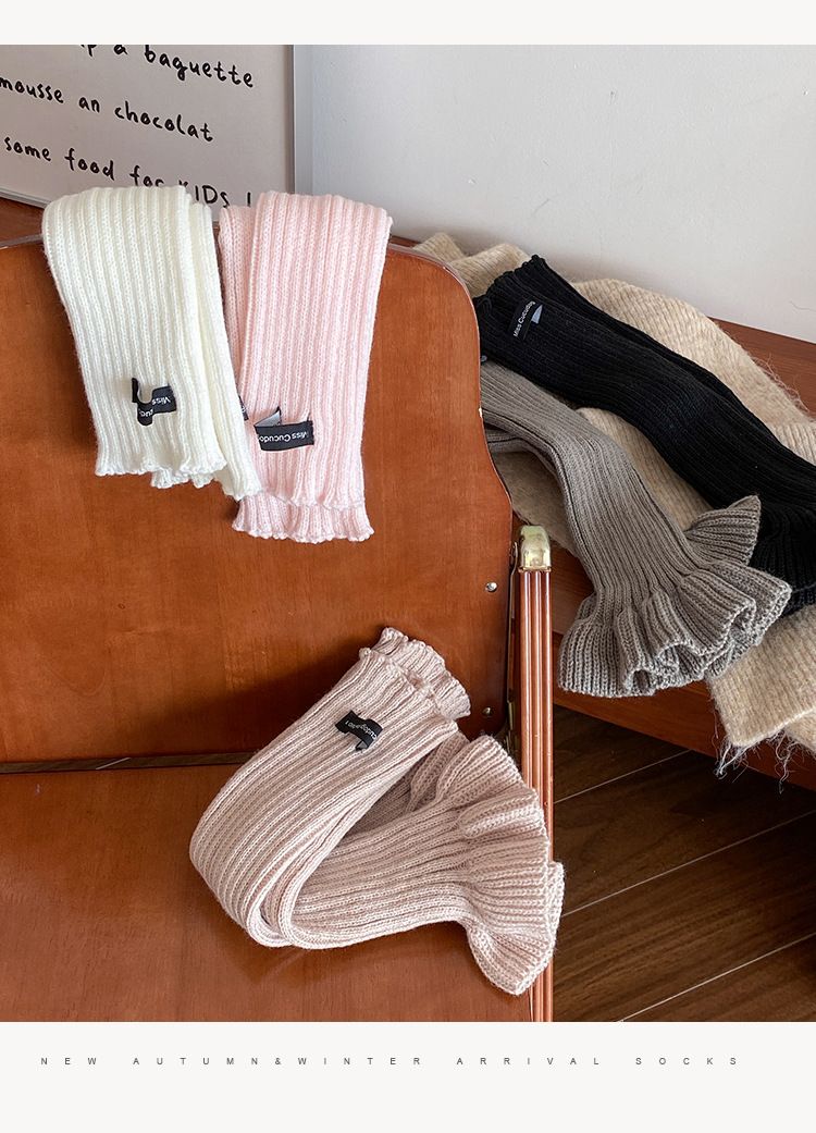 Scaldamuscoli Bootshang Calzini in cotone stile balletto per donna Calzini in pile autunnali e invernali Etichetta in tessuto lavorato a maglia Colore unito Miu Hot Girl lavorato a maglia_voghion.com