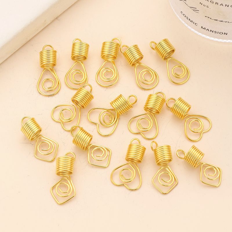 Geometrischer rotierender Dreadlock-Metallschmuck im koreanischen Stil, hohles Herz/Quadrat/Kreis-Geflecht, DIY-Haarhaken-Accessoire_voghion.com