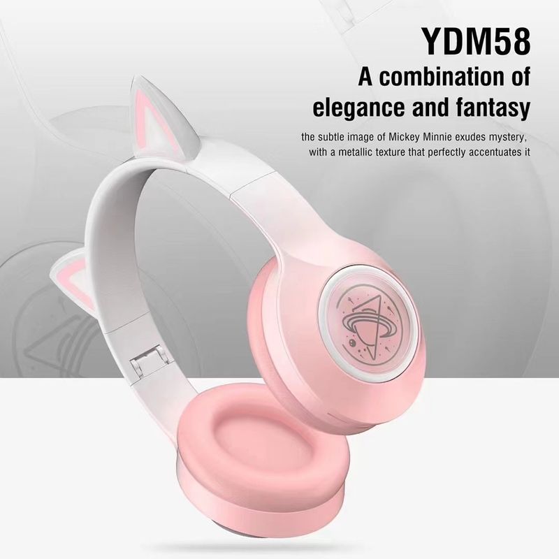 Headset Bluetooth Headset Luminous Cat Ear Cute Wireless Headset Gift YDM58_voghion.com