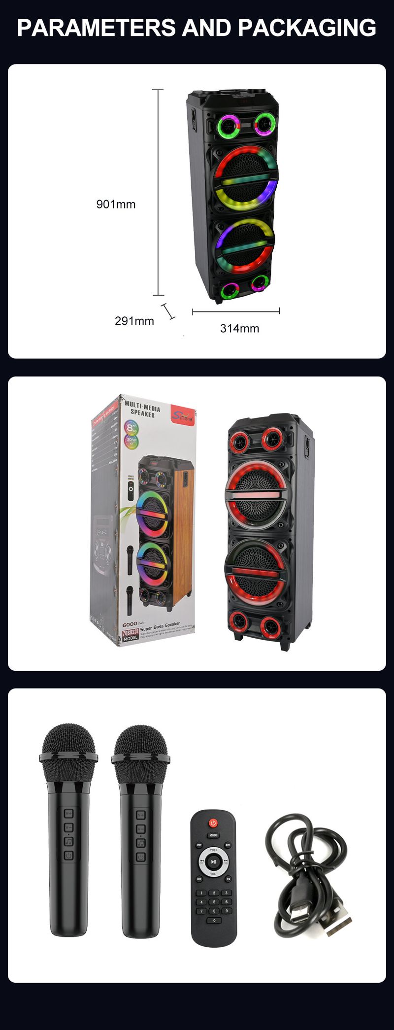 ZQS8231 Estéreo Grande Estéreo Bluetooth Caixa de Som de Madeira Festa ao Ar Livre Microfone Duplo Sem Fio K Song_voghion.com