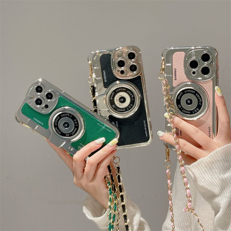 Mobiele camera geschikt voor Apple 15 Promax mobiele telefoonhoes 13 siliconen 12 lanyard 11 crossbody ketting anti-val zacht_voghion.com