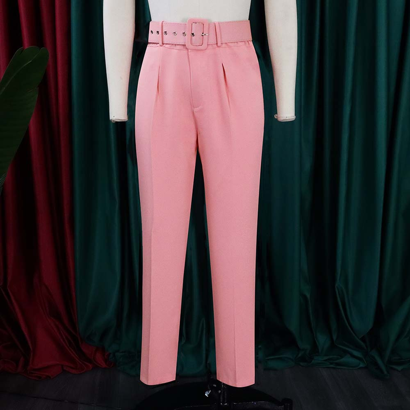 Freizeithose mit hoher Taille, Slim-Fit-Anzughose, Damenhose, Herbst-Berufshose_voghion.com