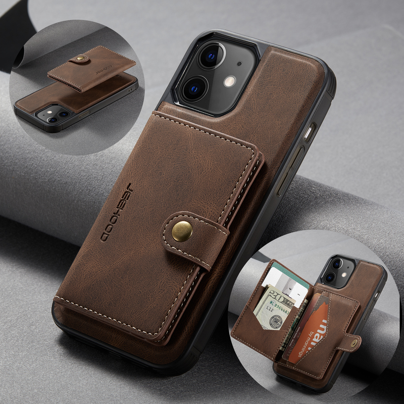 Custodia per telefono con slot per schede staccabile per iPhone 14 Pro Max 12 Mini 13 11 XR XS Max 7 8Plus Se 2020 Cover per portafoglio con magnete in pelle_voghion.com