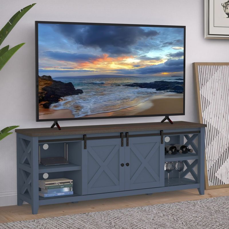 TV Stand For TVs Up To 65", Modern Farmhouse Wood Entertainment Center, Media Console Table With Storage Cabinet & Adjustable Shelves, Buffet Sideboard For Dining Room,_voghion.com