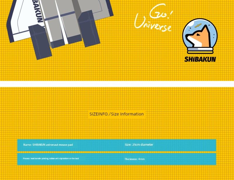 Mouse pad com tema espacial de Shiba Inu com desenho de astronauta_voghion.com