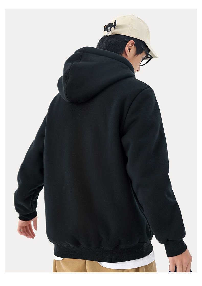 Felpa invernale casual versatile in lana d'agnello, da coppia, con cappuccio, versione spessa_voghion.com
