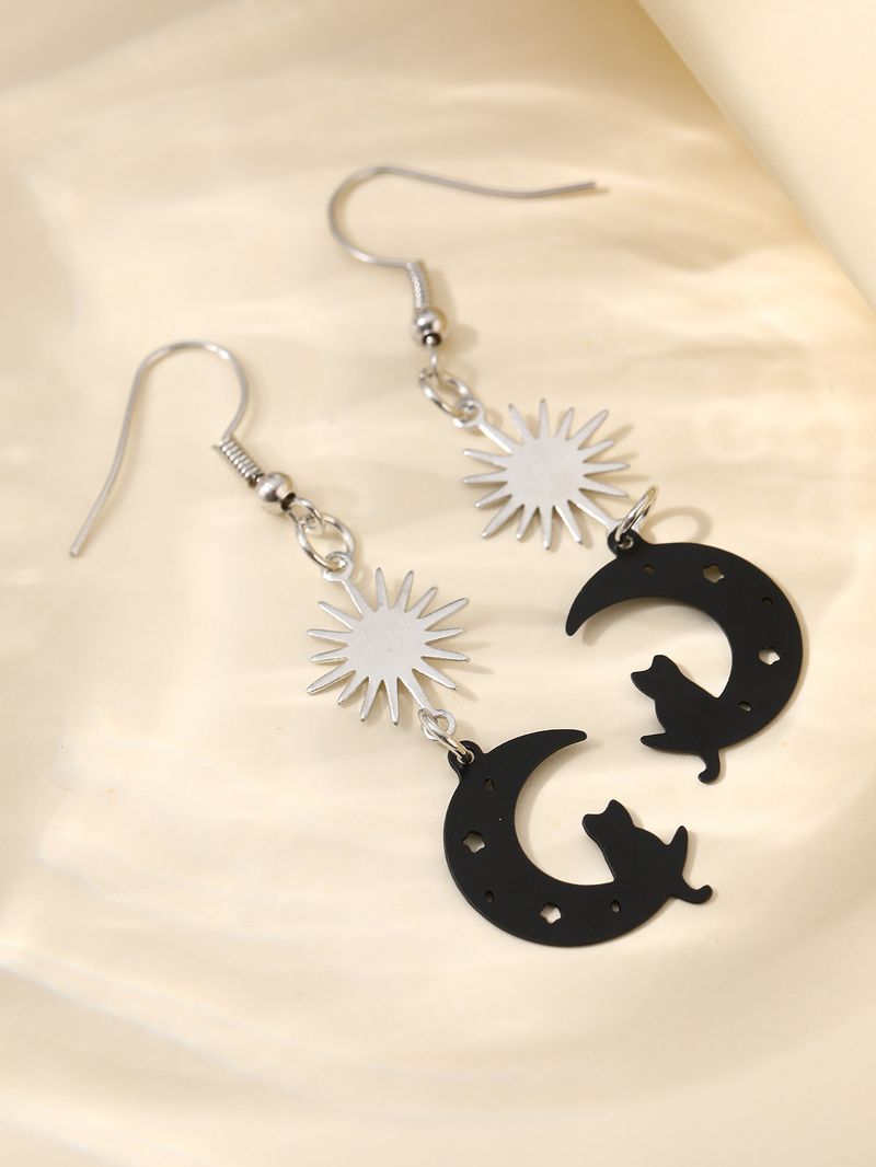 Pendientes de moda con borlas de sol y luna, bonitos gatos, para mujer, elegantes joyas de fiesta, colgantes_voghion.com