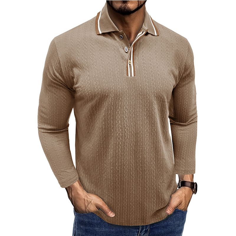 Polo da uomo a maniche lunghe in lana per l'autunno e l'inverno_voghion.com