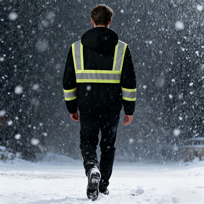 Bomber di sicurezza ad alta visibilità impermeabile e resistente PYOTROS per uomo e donna - Giacca da lavoro invernale con cerniera completa e riflettente_voghion.com