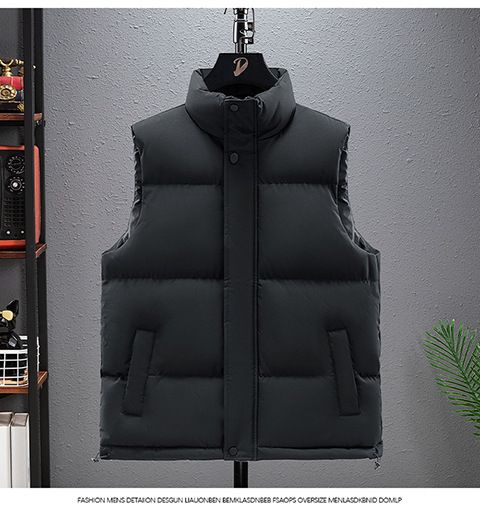 Oversize-Steppweste, ärmellos, mit Seitentaschen, dickem Baumwollmischgewebe, knitterfreiem Polyesterfutter, Unisex-Lagenlook, unverzichtbar_voghion.com