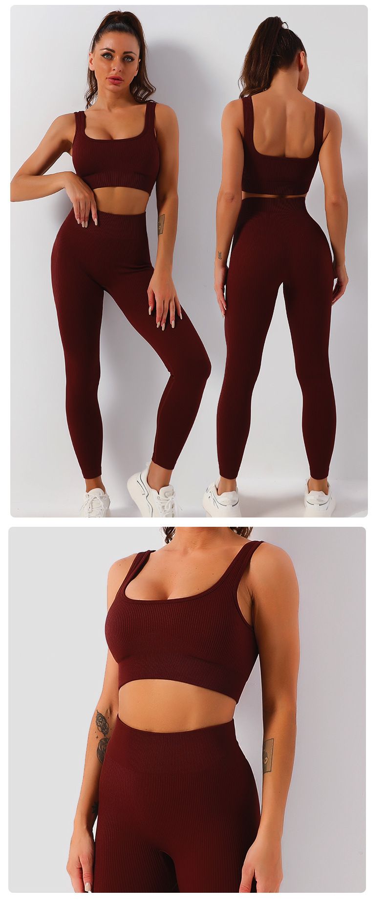 Quick-Drying Clothing Set Shockproof Sports Bra Vest Yoga Pants Fitness Trousers_voghion.com