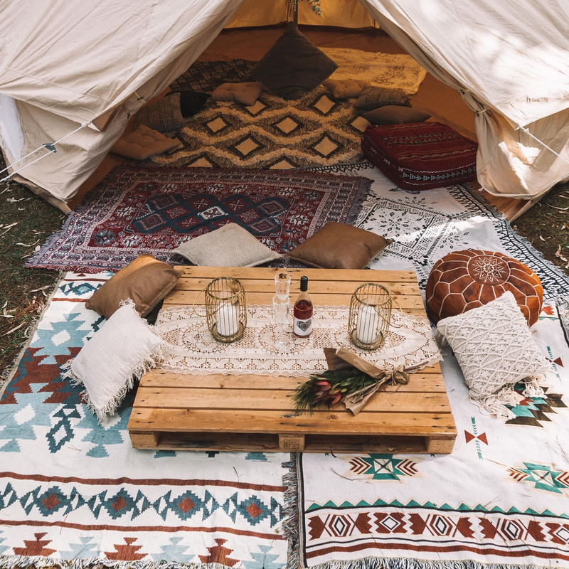 Campingtyg Etnisk Trådfilt Bohemisk soffa Filtöverdrag Filt Soffmatta Bröllopsdekoration Picknick_voghion.com