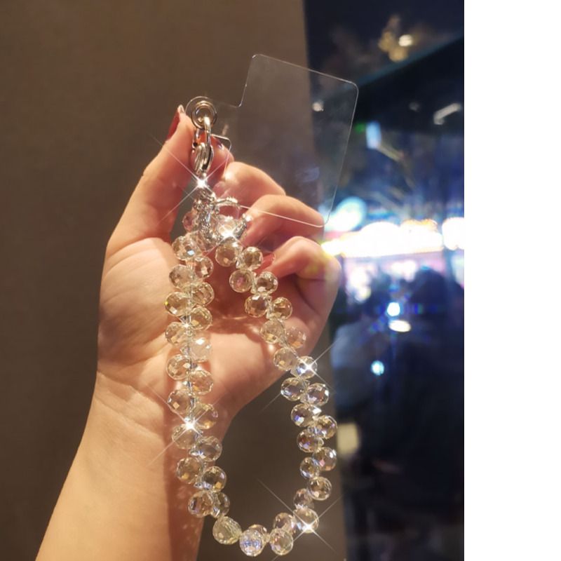 Telefon mobil scurt cristal picătură de apă mărgele șnur încheietura mâinii frânghie la modă femei portabile lanț pandantiv carcasă_voghion.com