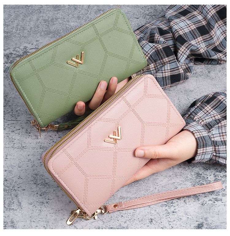 Women's Long Wallet, Double Zipper, Large Capacity Clutch Bag, Double Wallet, Mobile Phone Bag._voghion.com