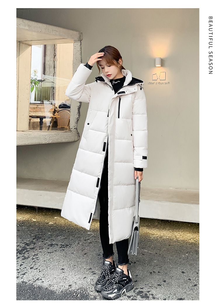 Piumino lungo – Parka oversize con cappuccio in stile coreano (nero/bianco, M-XXL)_voghion.com