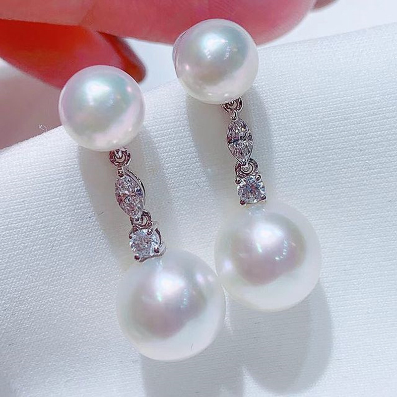 Perlenohrringe im Cao Shi-Stil mit schlichtem Temperament und langen Muschelperlenohrringen mit Diamanteinlage und kleinen Duftaccessoires_voghion.com