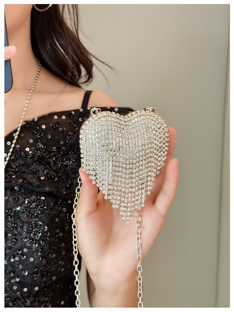Neue Promi-Mini-Herzform Mode Diamant Perle Mini Geldbörse Abendtasche Kette Tasche_voghion.com