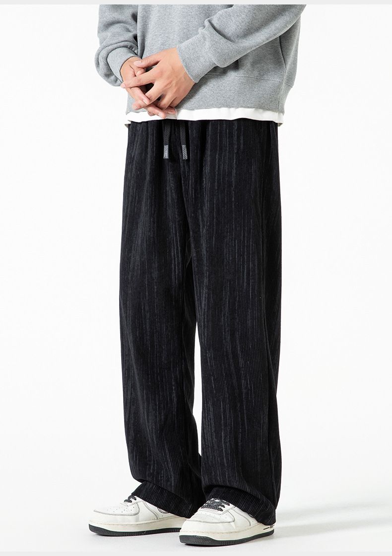 Pantaloni a gamba dritta larghi e versatili da uomo in velluto a coste americano autunno inverno 2024, stile nuovo, casual e ampio_voghion.com