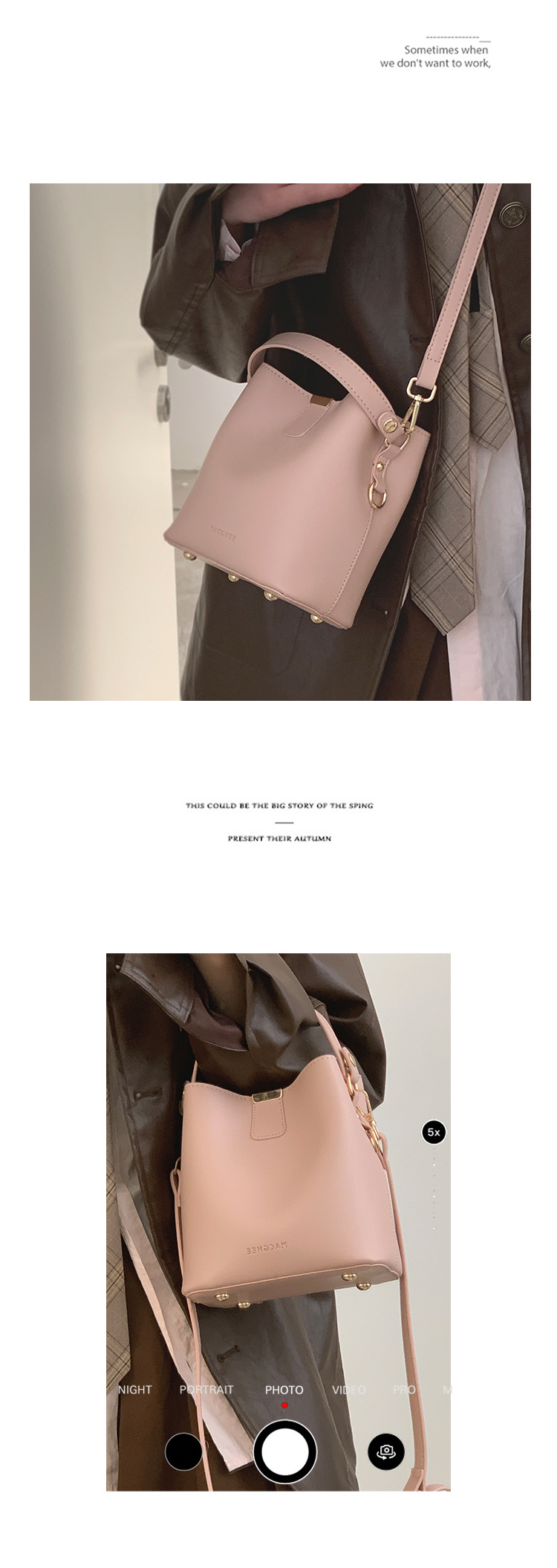 Borsa a secchiello da donna, piccola borsa elegante da donna, borsa a secchiello semplice, borsa a tracolla_voghion.com