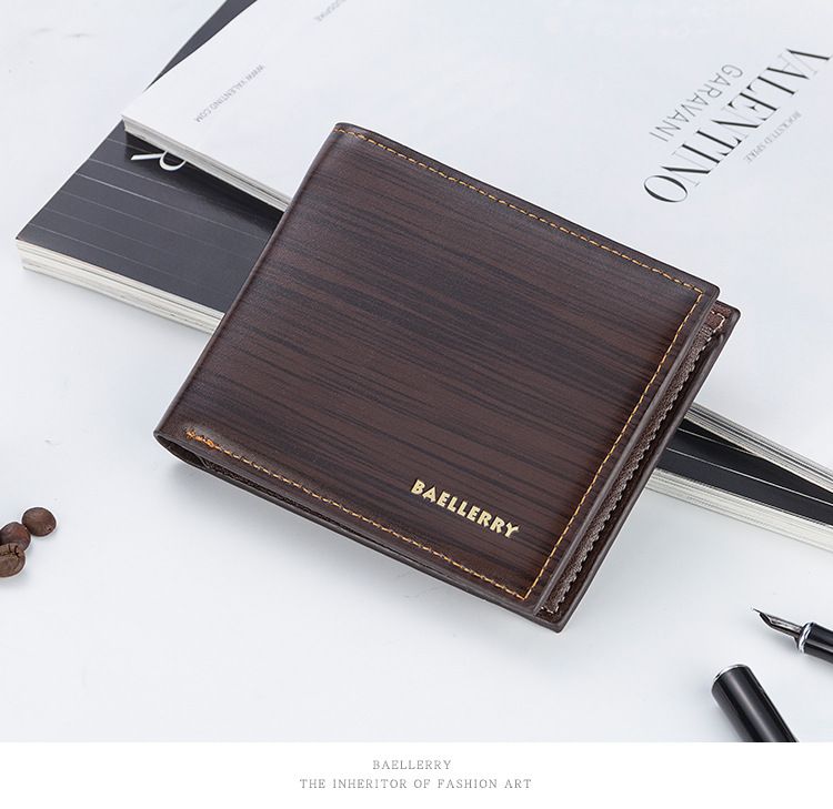 Cartera corta para hombre con múltiples ranuras para tarjetas Versión de cuero PU Cartera de moda horizontal Cartera de cuero brillante informal de negocios fabricante al por mayor_voghion.com