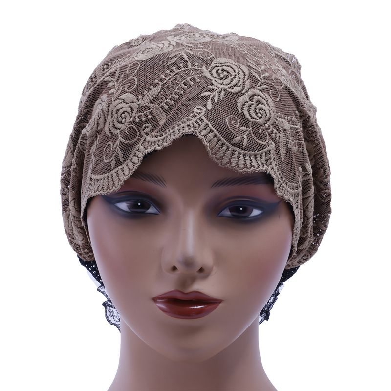Sommer-Duttmütze mit Spitzenstickerei – Modisches Kopftuch mit verstellbarem Haarband (Neues Design)_voghion.com