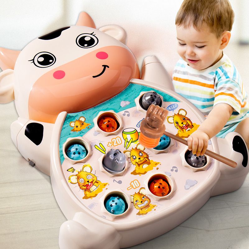 Quebra-cabeça infantil mouse de campo elétrico, console de jogos de educação infantil de tamanho grande, bebês, porcos, vacas, música_voghion.com