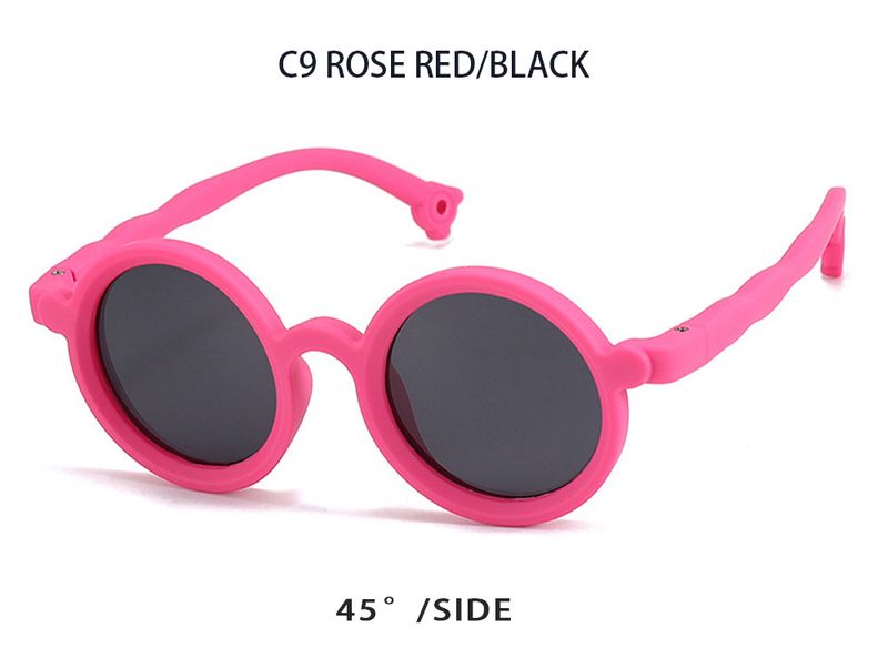 Sonnenbrille für Mädchen, neue rosarote, runde Kindermode-Brille, trendige, coole Anti-UV-Sonnenbrille, weiches Silikon, polarisiert_voghion.com