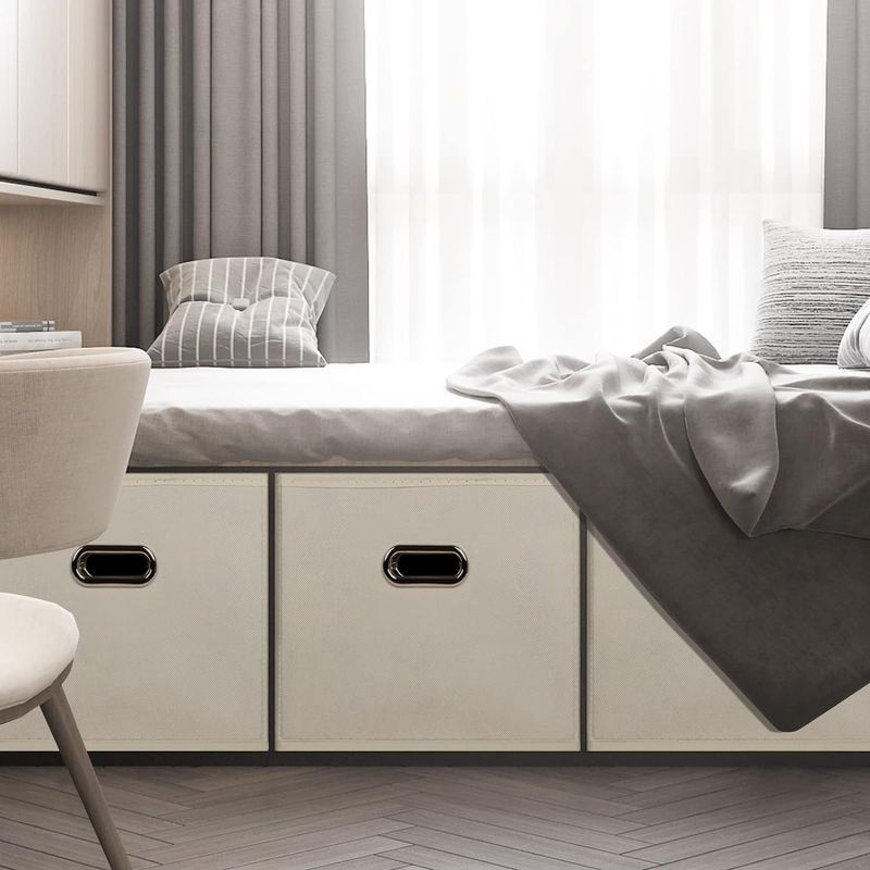Contenitore portaoggetti pieghevole in tessuto con manici - Scatola organizer quadrata per cassetti dell'armadio e casa (multiuso, salvaspazio, antipolvere, grande capacità)_voghion.com