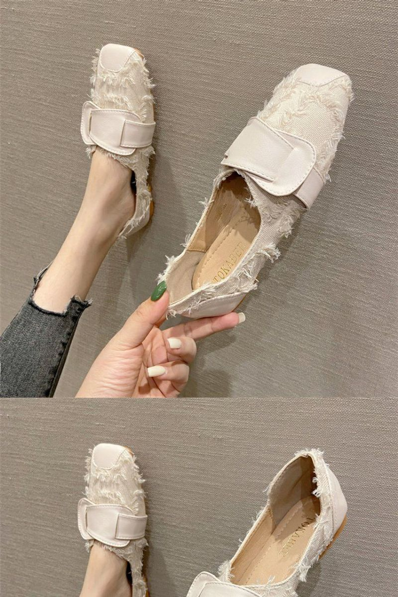 Ühe jalaga, lameda põhjaga 2024. aasta mood, uus mitmekülgne, ruudukujuline, sügisene naiste üheastmelised pehme tallaga oakingad_voghion.com