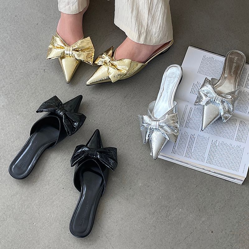 Women's Flat Beach 2024 Fashion Butterfly Knot Women's Apartments With Shoes Slippers Mules_voghion.com