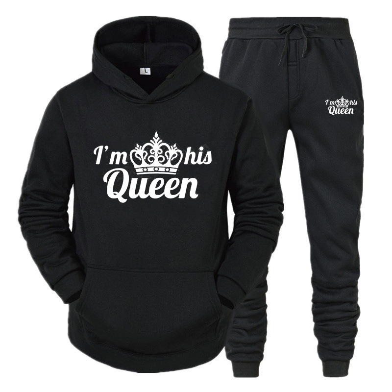 KING QUEEN Pull Ensemble deux pièces de sport décontracté pour hommes et femmes_voghion.com