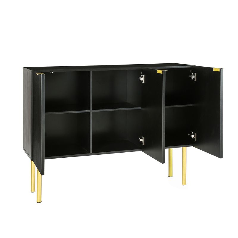 Modern Simple Sideboard with Particle Board and MDF Board; Adjustable Shelves Luxury Style Cabinet with Gold Metal Legs and Handles for Hallway _voghion.com