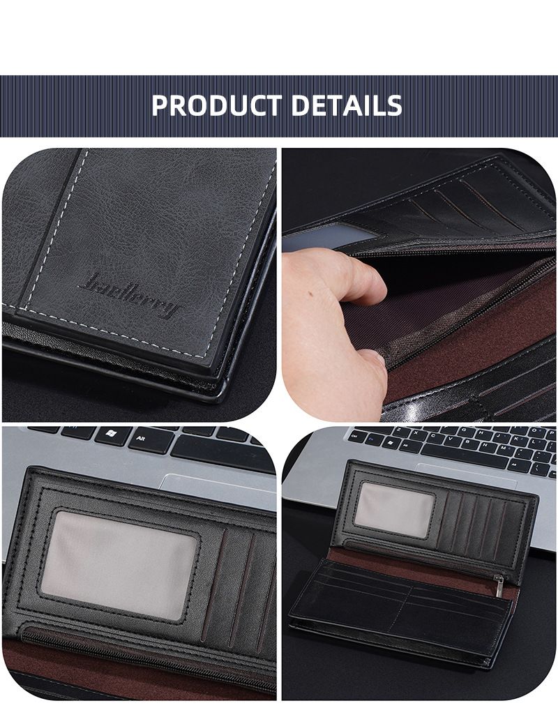 Baellerry Men's Long Wallet 2025 Autumn And Winter New Retro RFID Multi-card Leather Wallet Youth Simple Zipper Large Capacity Money Clip_voghion.com
