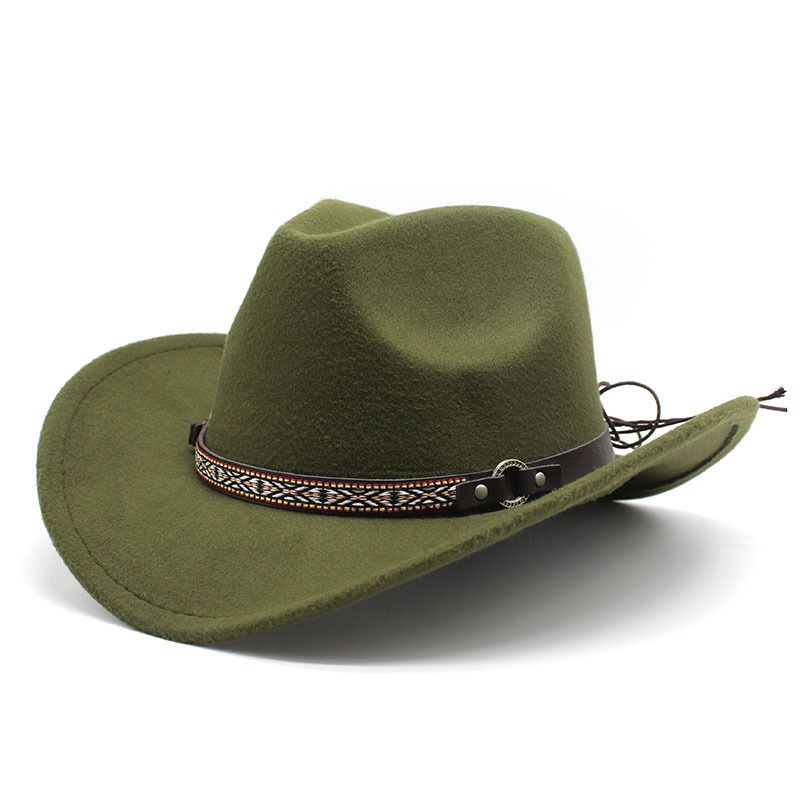 Unisex Woolen top hat Western cowboy Western cowboy hat autumn and winter woolen_voghion.com