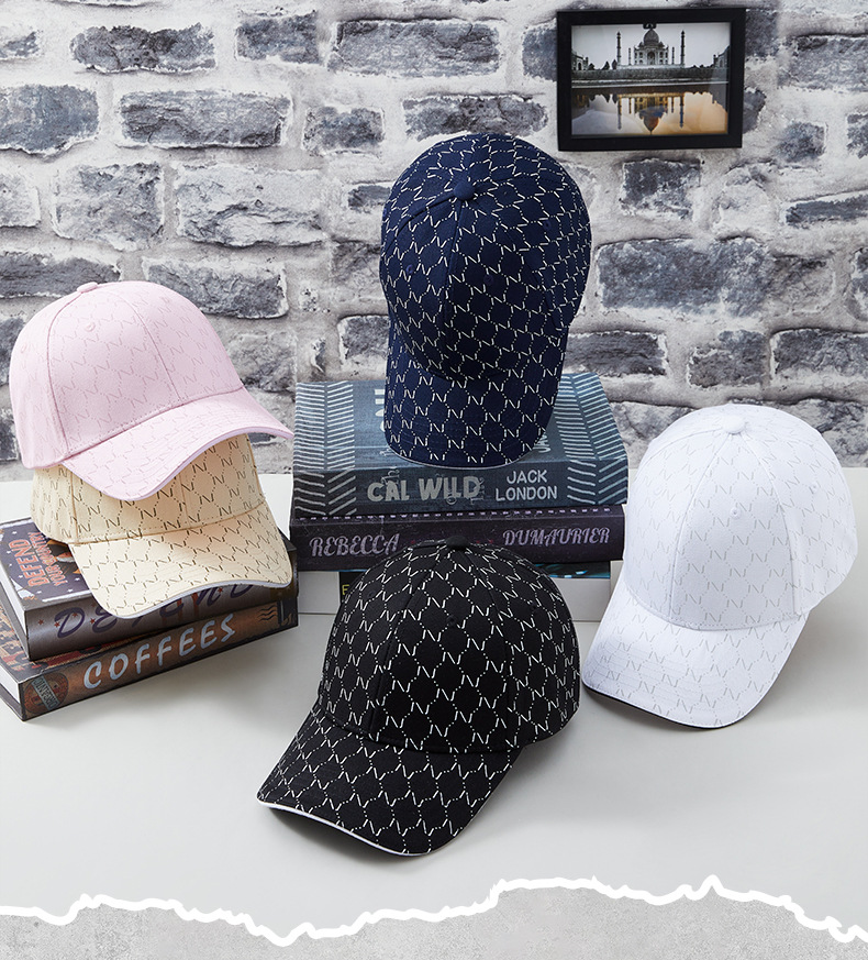 2024 New Hat Korean Trend Printed Baseball Cap Men and Women's Fashion Hard Top Sun Shading Duck Tongue Hat_voghion.com