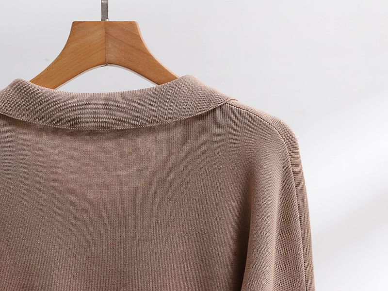 Abbigliamento da donna Autunno e inverno Maglione lavorato a maglia Completo polo Collo maglione largo Giacca vita alta Pantaloni gamba larga Completo due pezzi_voghion.com