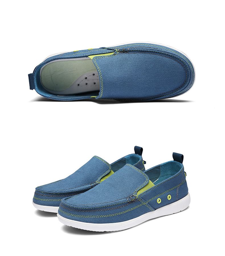 Canvas loafers Spring summer breathable men's casual shoes over feet_voghion.com