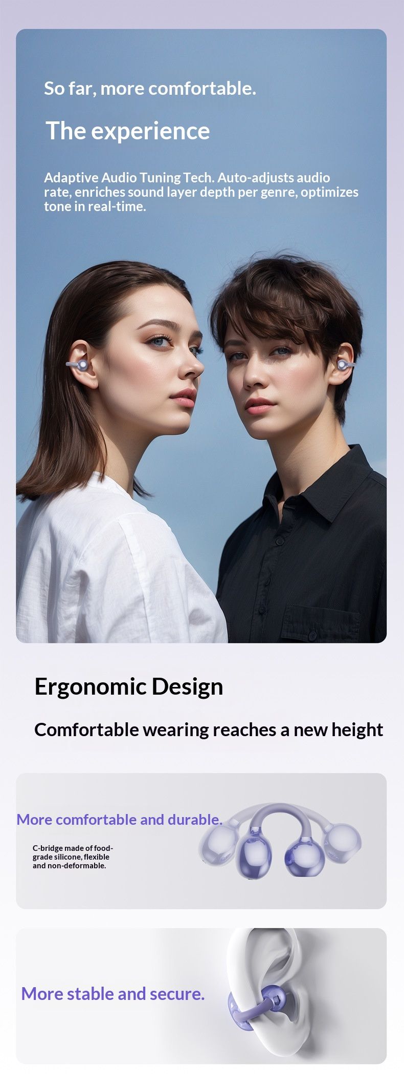 Nouveaux écouteurs Bluetooth Q71 non intra-auriculaires Réduction efficace du bruit Faible latence Qualité sonore sans perte Conduction osseuse_voghion.com