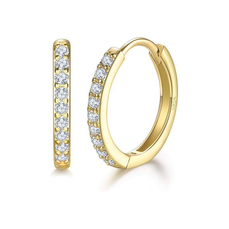 Circle For Women Micro Inlaid Zircon Earrings, Fashionable And Versatile K Round Dia Earrings_voghion.com