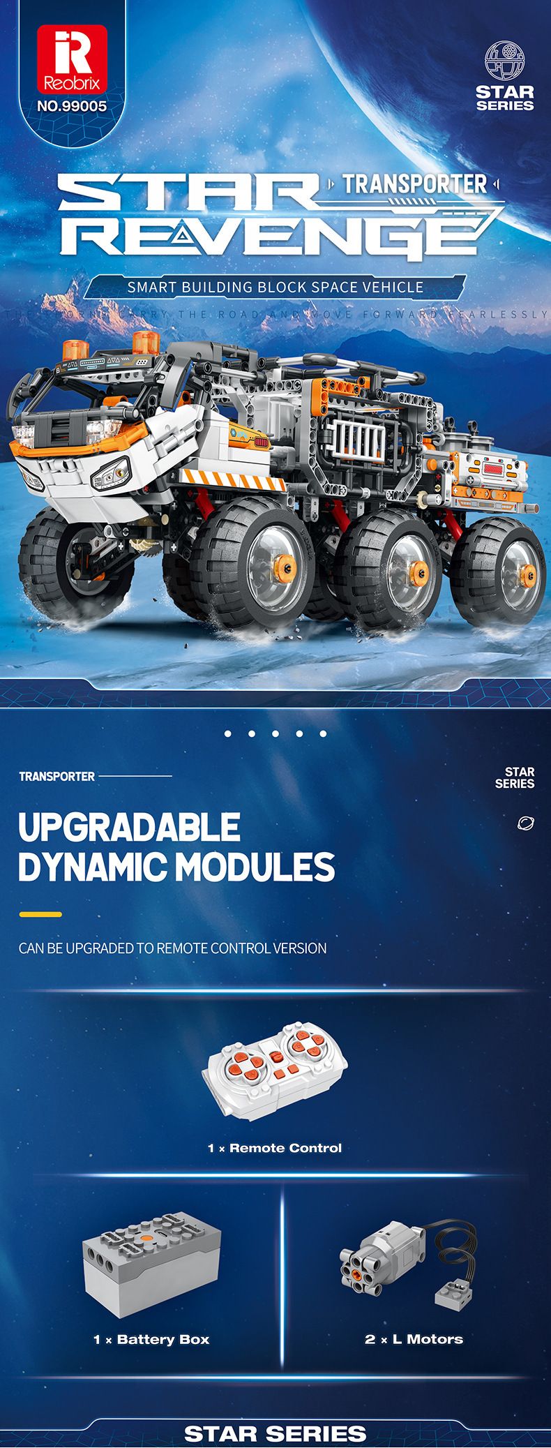 Space Series Remote Control Building Blocks Transport Truck Model DIY Educational STEM Toy ABS Bricks Battery-Powered Engineering Vehicle_voghion.com